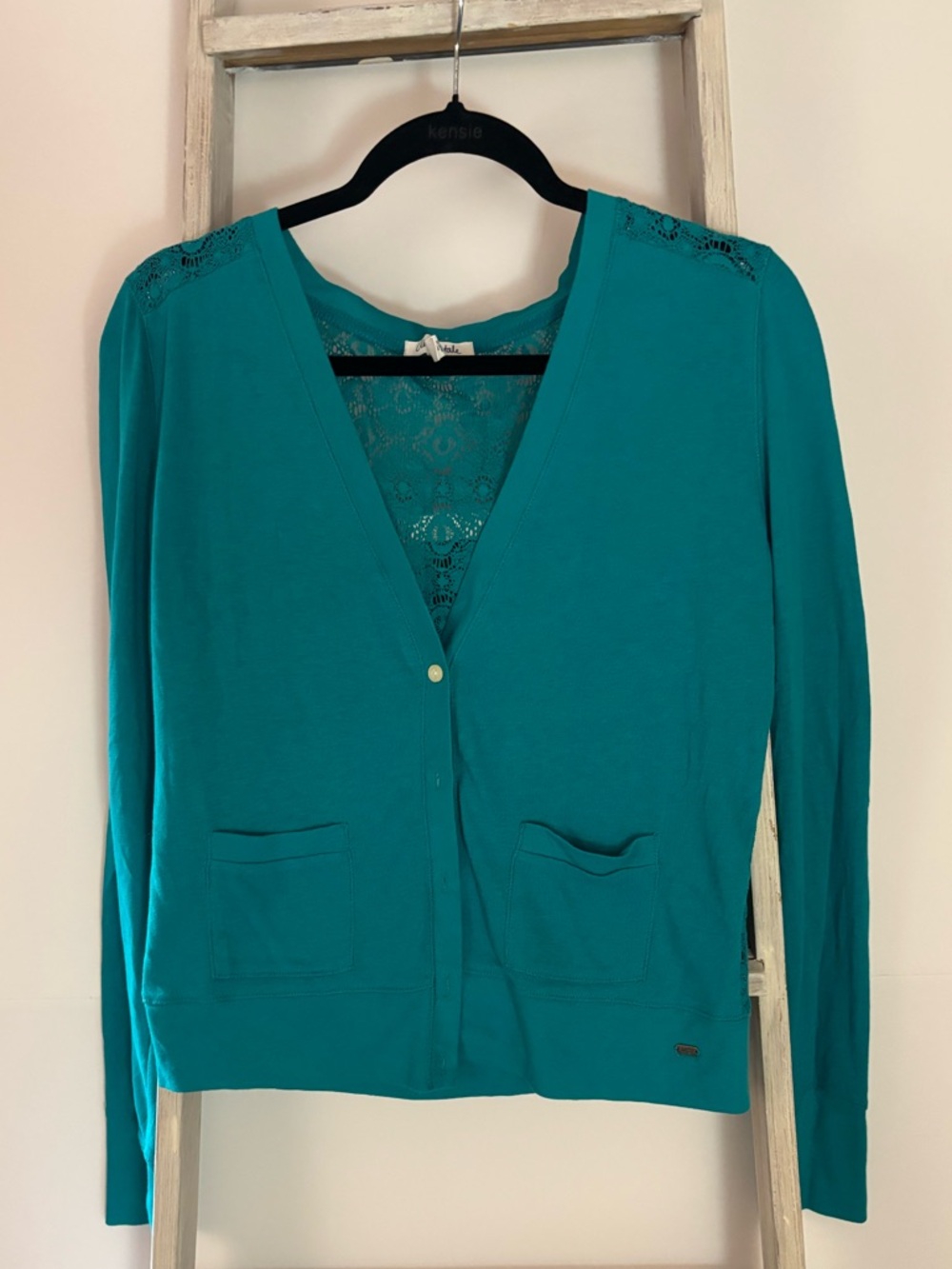 Aeropostale XL (juniors) Lace-Back Cardigan, preppy, Y2K, schoolgirl, collegiate